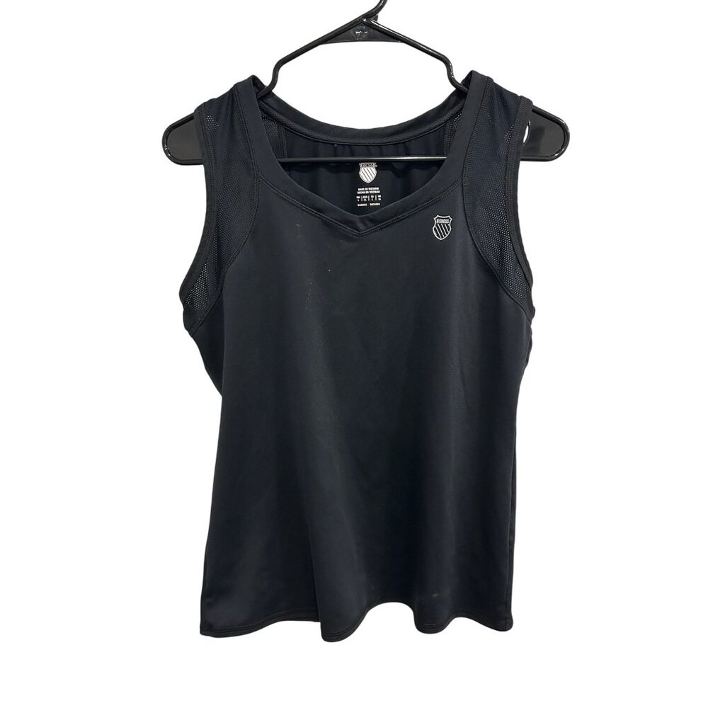 K-Swiss Black Mesh Performance Tank Top Athletic Workout Shirt Size L Breathable